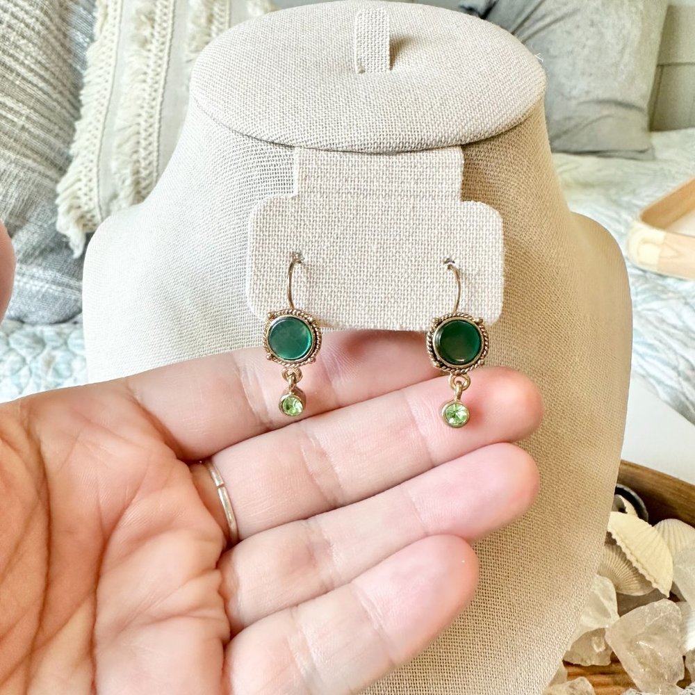 Green Dangle Earrings - Picture 3 of 3